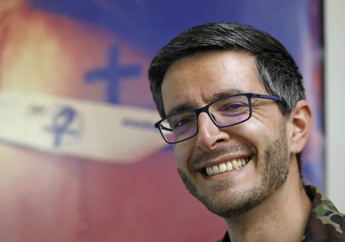 Noël Pedreira est capitaine aumônier catholique de l’armée suisse depuis douze ans © Réformés / Pierre Bohrer